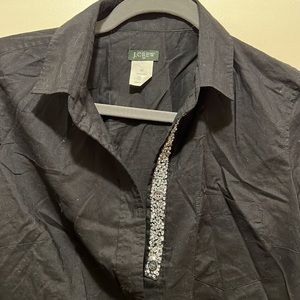 J Crew Perfect shirt Button Down with Sparkle Sequin placket XS